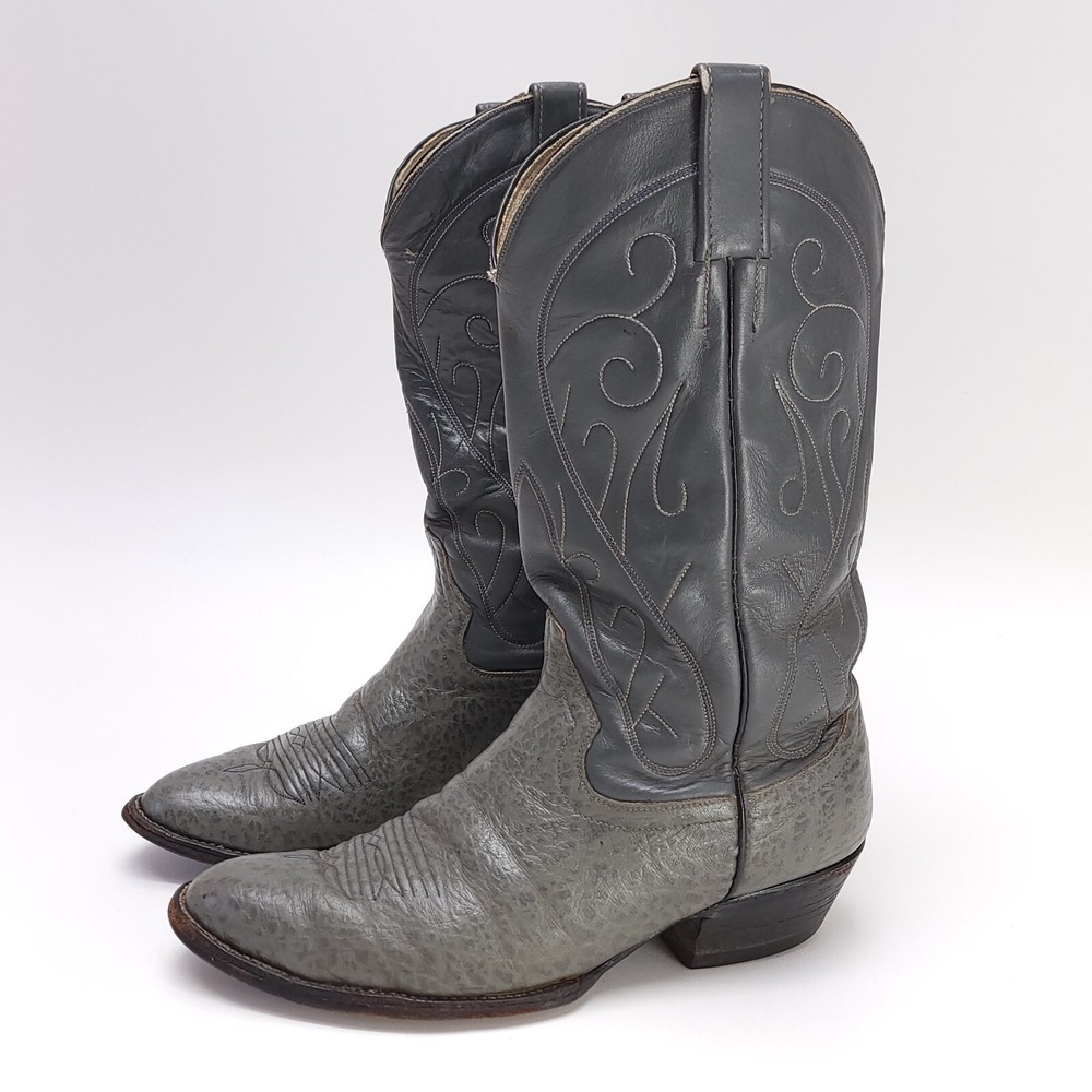 Vintage Biltrite Gray Leather Western Cowboy Boots Men's  9 D Boot Country Rodeo